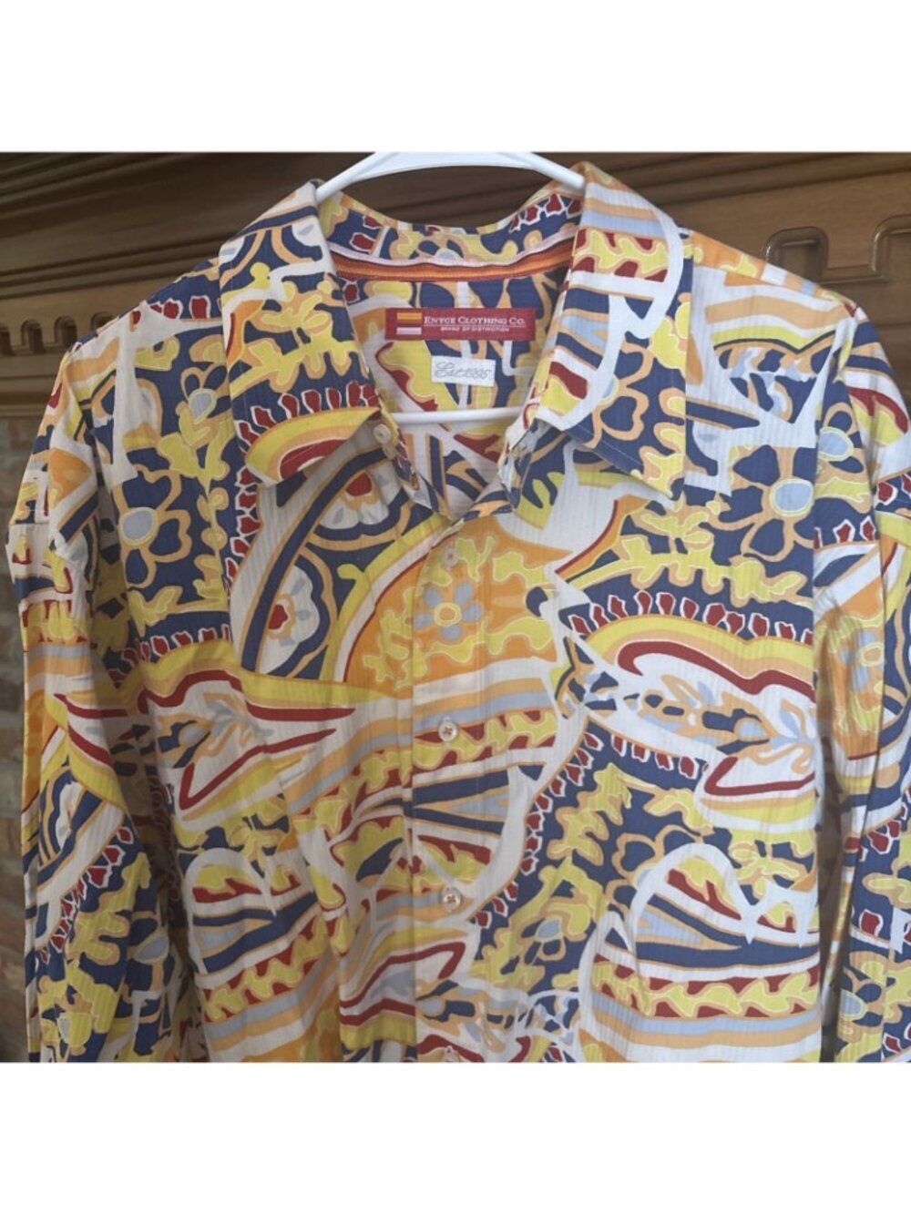 Enyce Clothing Co Long Sleeve Men’s Bright Yellow Paisley Shirt 3XL - Picture 2 of 7